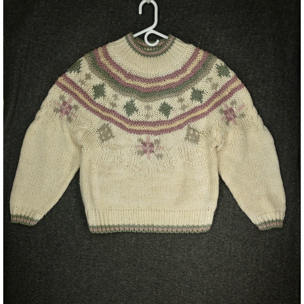 Vintage Shenanigans Sweater Womens Medium Hand Knit Floral Artisan Ramie